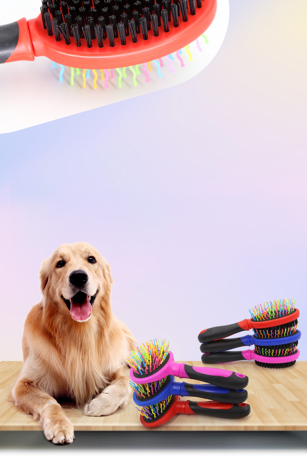 Pet plastic needle comb dog go to the hair comb cat bath brush two-sided Pet grooming comb Pet supplies