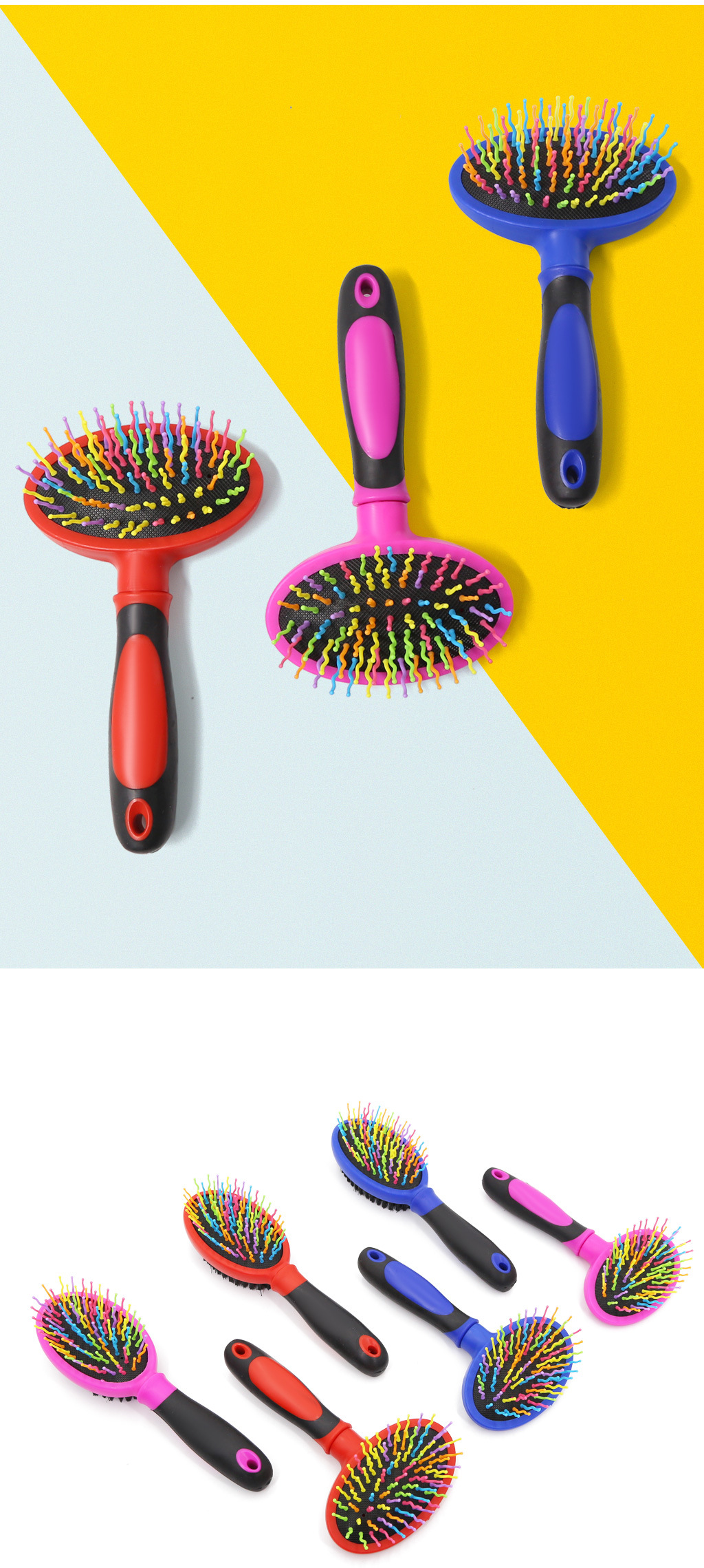 Pet plastic needle comb dog go to the hair comb cat bath brush two-sided Pet grooming comb Pet supplies