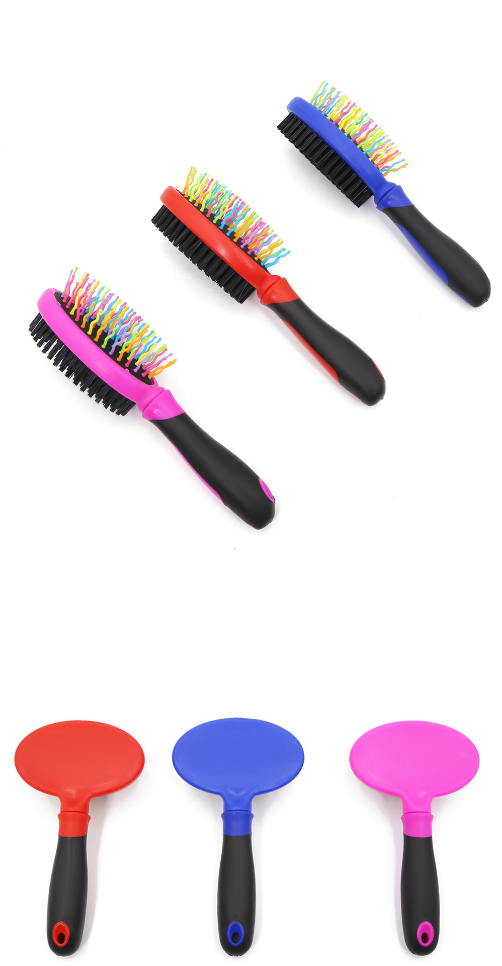 Pet plastic needle comb dog go to the hair comb cat bath brush two-sided Pet grooming comb Pet supplies