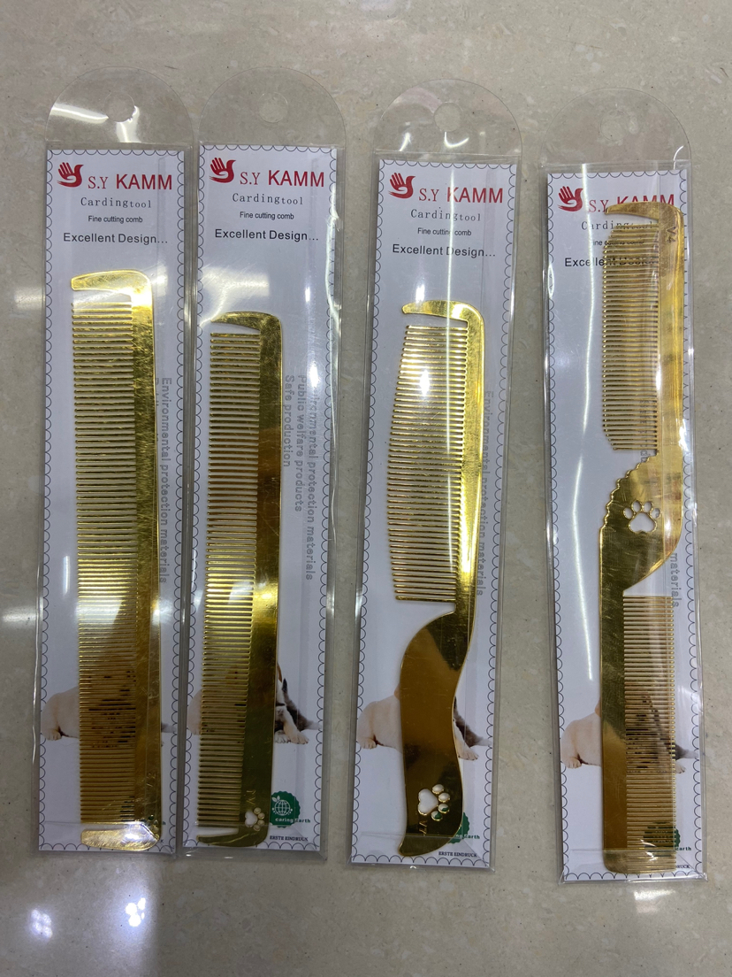 Dog comb Dog grooming comb stainless steel pet comb electroplating metal pet comb
