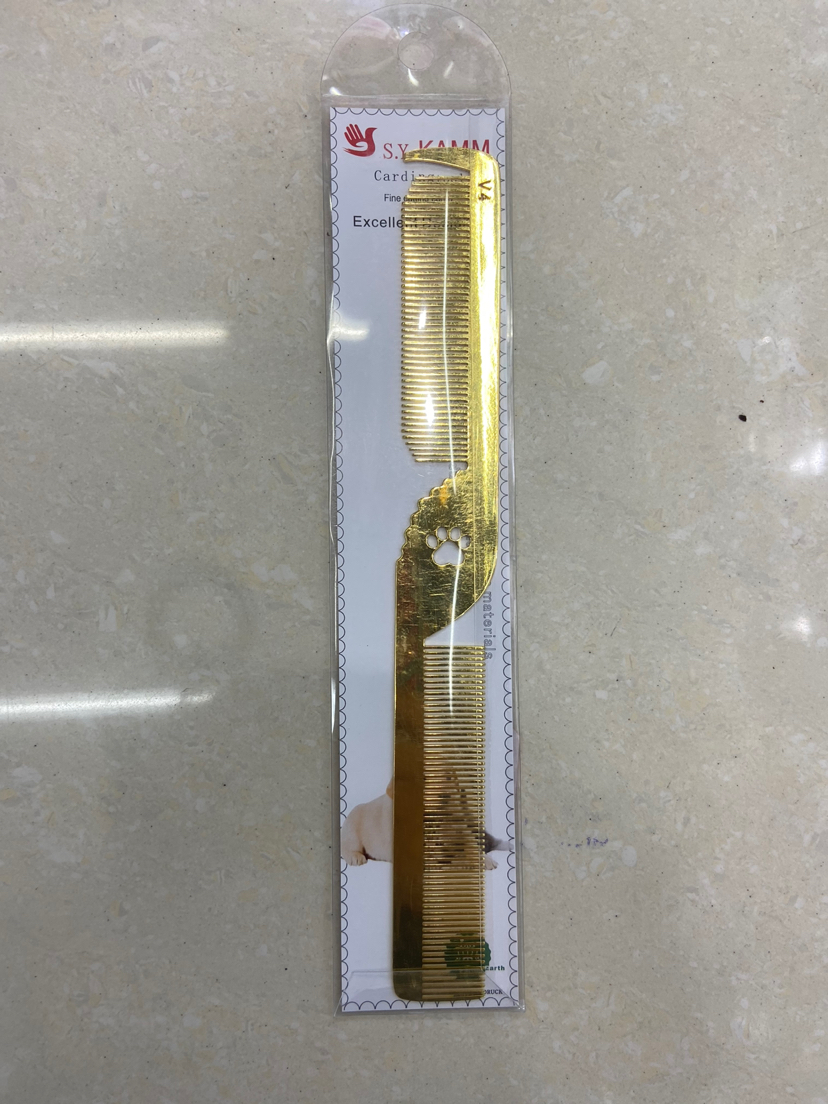Dog comb Dog grooming comb stainless steel pet comb electroplating metal pet comb