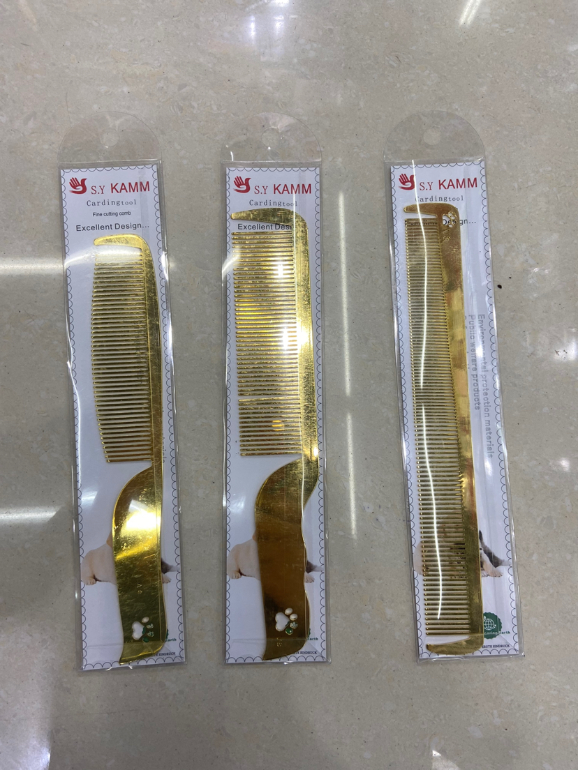 Dog comb Dog grooming comb stainless steel pet comb electroplating metal pet comb