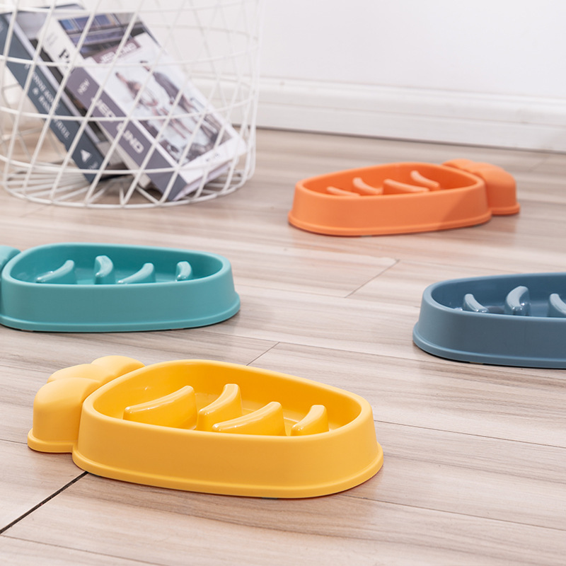 Cross-Border New Arrival Pet Bowl Dog Slow Food Bowl Creative Carrot Cat Bowl Anti-Choke Learning Bowl Pet Supplies