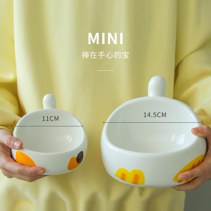 South China Exhibition New Mini Egg Pet Bowl Ceramic Cat Bowl Grain Package Freeze-Dried Bevel Design Spine Protection