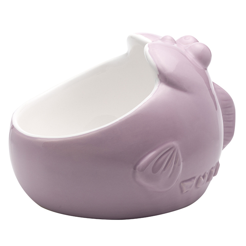 Animal Series Ceramic Pet Bowl Easy to Clean Big Mouth Fish Modeling Cat Bowl Ceramic Pet Food Basin