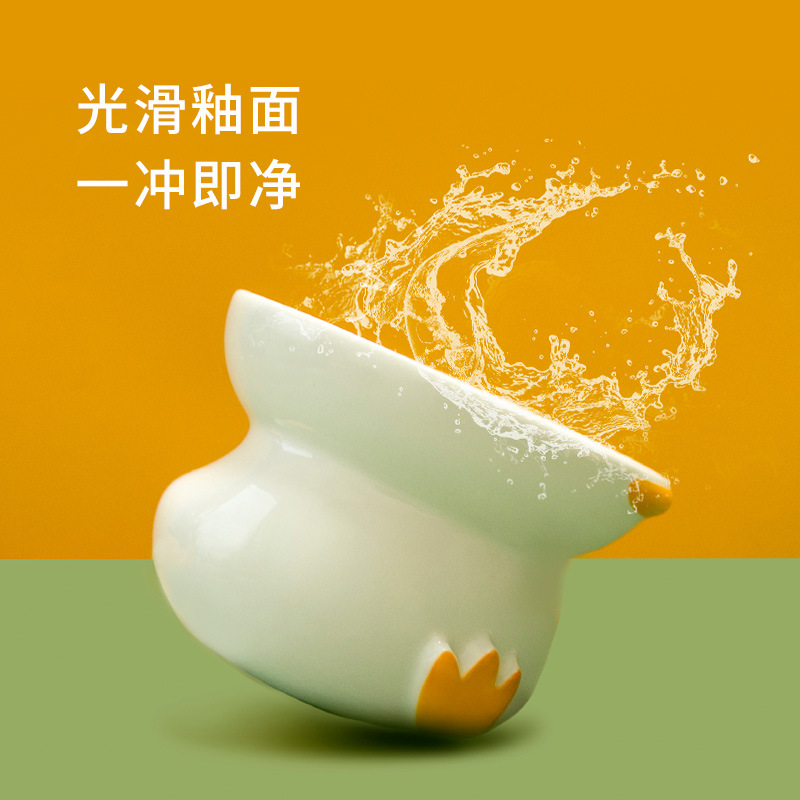 2021new Product Flushing Duck Pet Bowl Cat Bowl Ceramic Food Easy Cleaning Spine Care High Feet Cat Food Holder