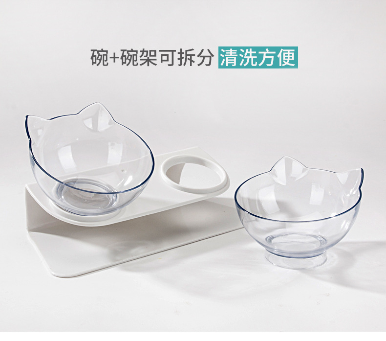 Cat Bowl Oblique Double Bowl Cervical Protection Cat Food Holder Cat Food Bowl Pet Dog Basin Dog Bowl Pet Bowl Automatic Drinking Water