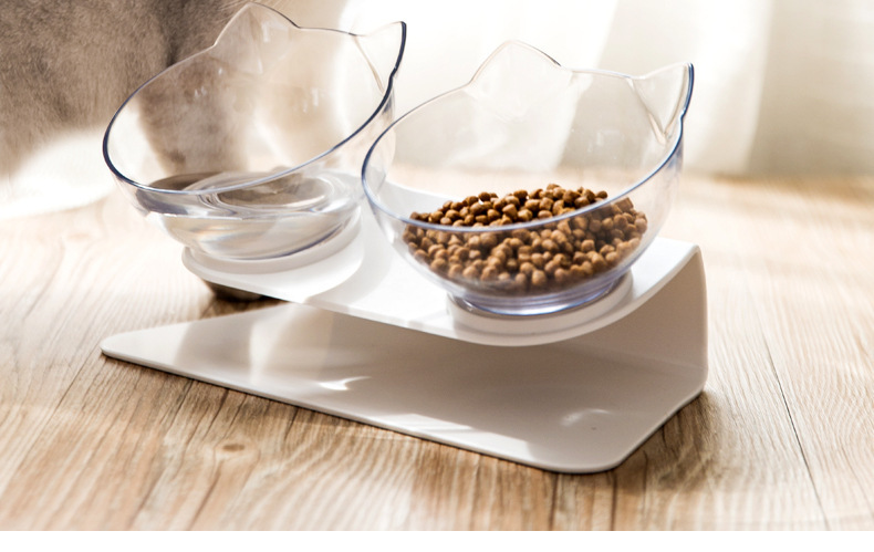 Cat Bowl Oblique Double Bowl Cervical Protection Cat Food Holder Cat Food Bowl Pet Dog Basin Dog Bowl Pet Bowl Automatic Drinking Water