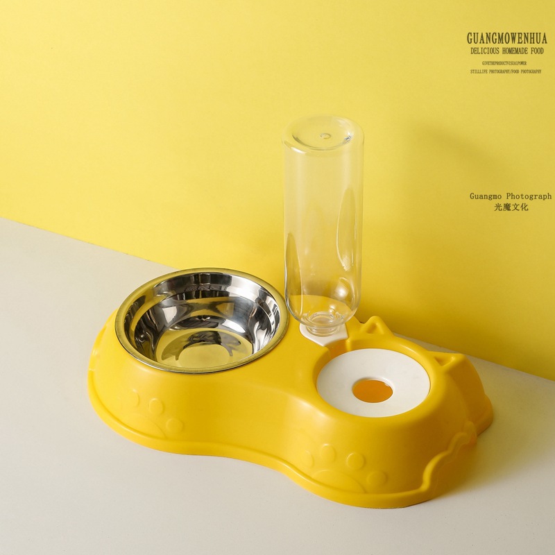 Cross-Border New Arrival Pet Bowl Dog Bowl Plastic Double Bowl Cat Bowl Automatic Drinking Bowl Anti-Tumble Pet Tableware Supplies