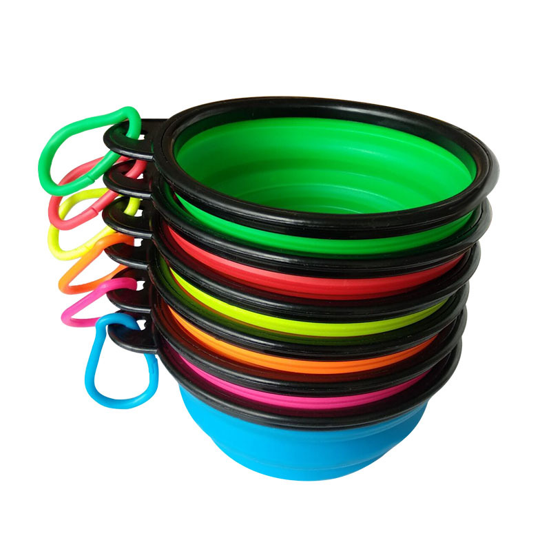 Factory Direct Sales Folding Bowl Dog Outdoor Travel Black Frame Dog Feeder Dog Drinking Water Buckle TPR Anti-Chye Pet Bowl