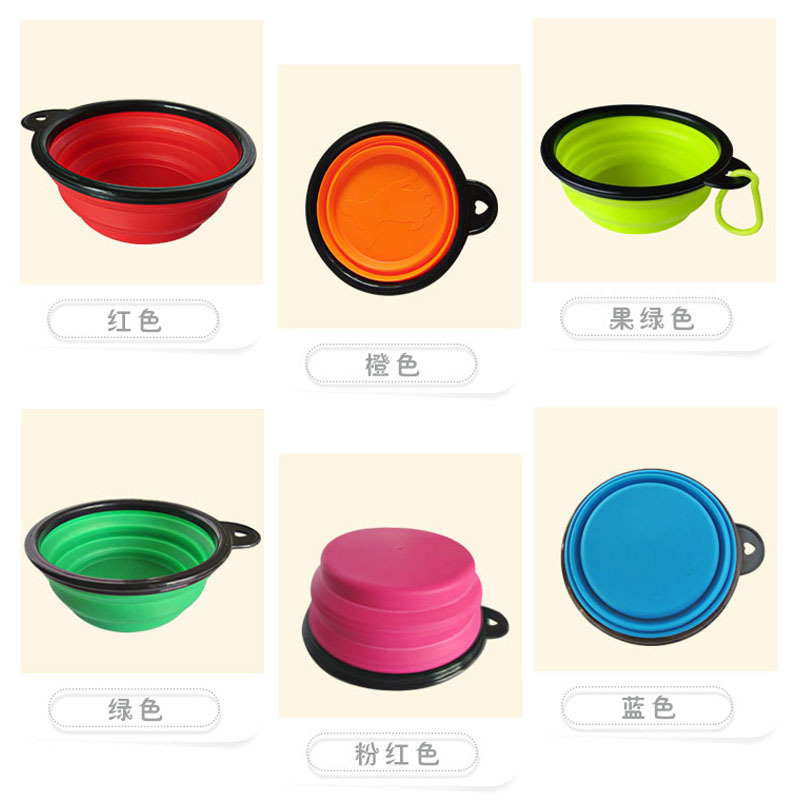 Factory Direct Sales Folding Bowl Dog Outdoor Travel Black Frame Dog Feeder Dog Drinking Water Buckle TPR Anti-Chye Pet Bowl