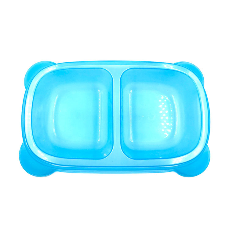 Spot Pet Bowl Plastic Double Bowl Transparent Square Foreign Trade Cross-Border Dog Cat Thickened Food Basin