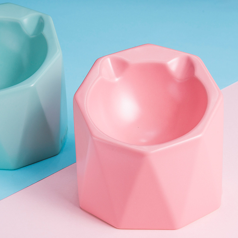 New Geometric Six-Side Exquisite Bowl Ceramic Pet Bowl Dogs and Cats Food and Drink Food Basin Factory Direct Sales