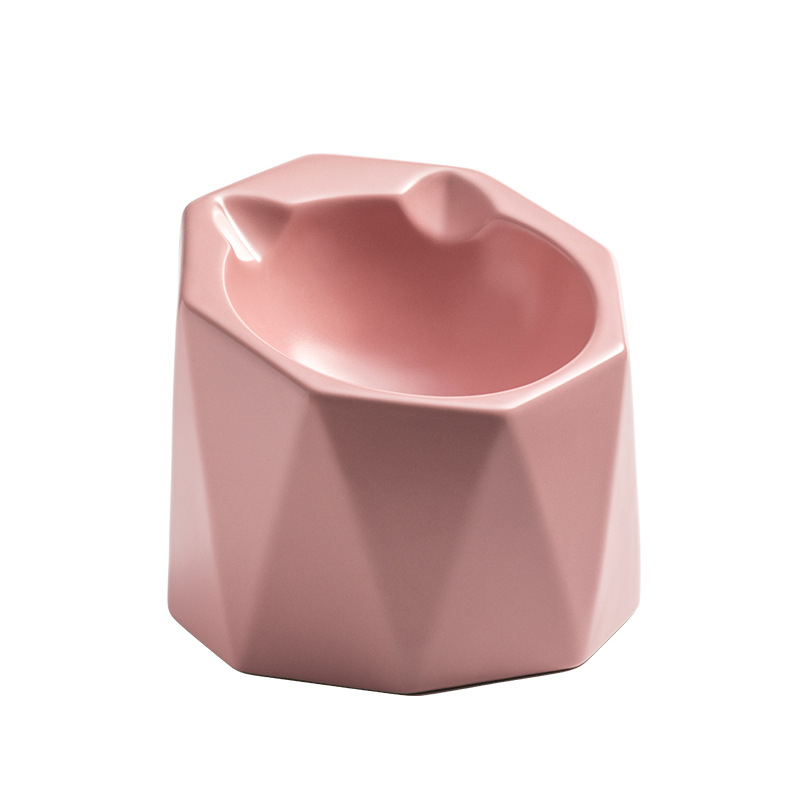 New Geometric Six-Side Exquisite Bowl Ceramic Pet Bowl Dogs and Cats Food and Drink Food Basin Factory Direct Sales