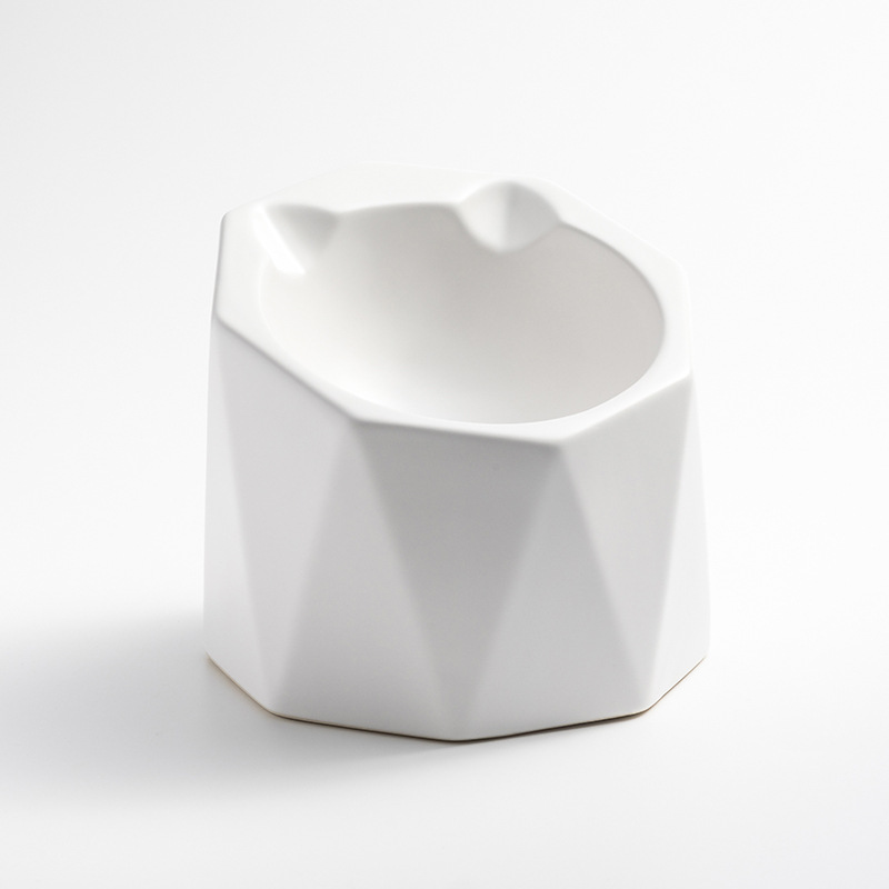 New Geometric Six-Side Exquisite Bowl Ceramic Pet Bowl Dogs and Cats Food and Drink Food Basin Factory Direct Sales