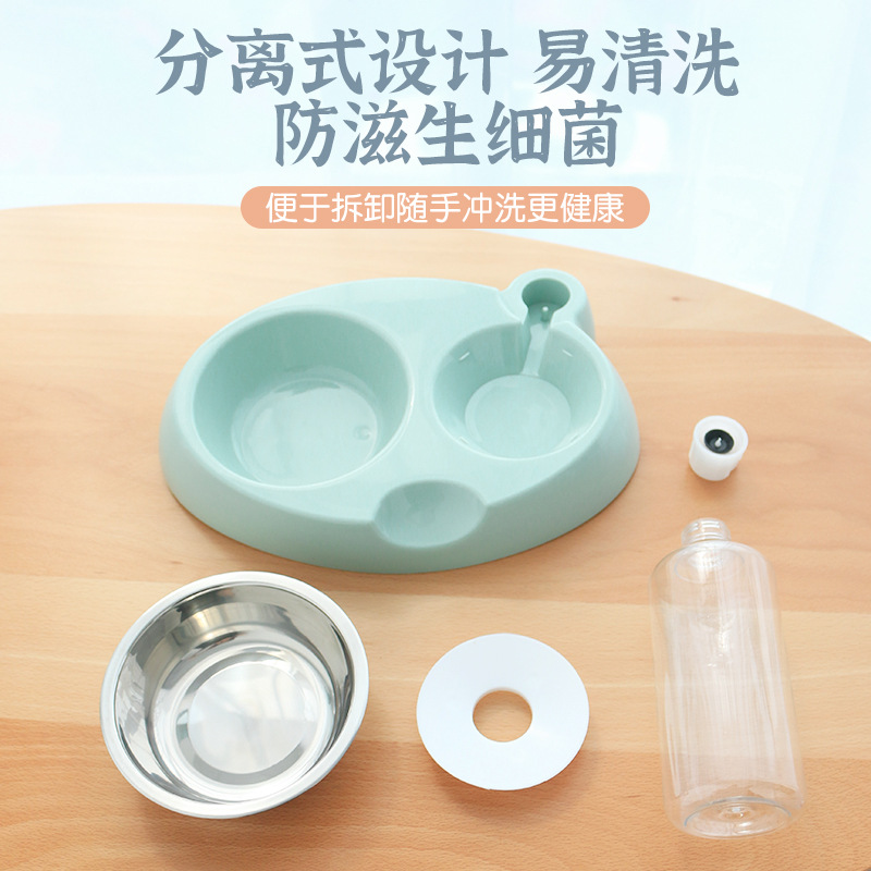 Cat Bowl Double Bowl Cat Food Holder Cat Food Bowl Cat Food Basin Cat Water Bowl Pet Bowl Dog Bowl Anti-Tumble Automatic Drinking Water