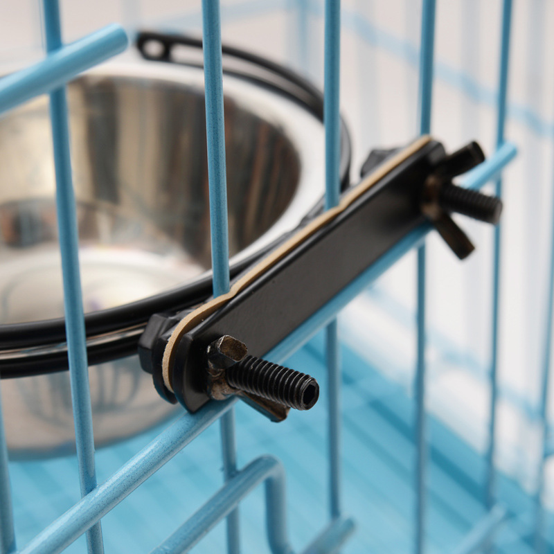 Pet Hanging Fixed Stainless Steel Upgraded Dog Bowl Hanging Cage Anti-Tumble Pet Food Basin Pet Bowl Basin