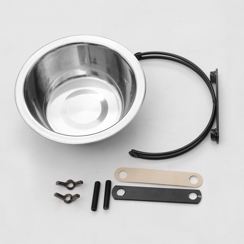 Pet Hanging Fixed Stainless Steel Upgraded Dog Bowl Hanging Cage Anti-Tumble Pet Food Basin Pet Bowl Basin