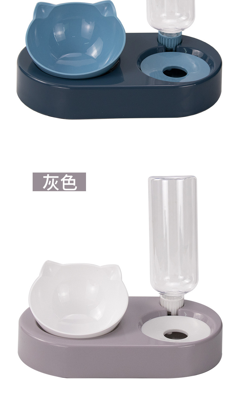 Factory Direct Supply New Pet Drinking Water Feeder Automatic Water Renewal Cat Food Bowl Oblique Mouth Cat Bowl Pet Bowl Spot
