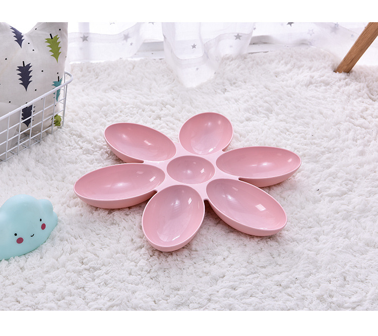 Cattery Supply New Creative Cat Tableware Petals Multi-Grid Cat Bowl Plastic Pet Bowl Feeding Water Cat Bowl