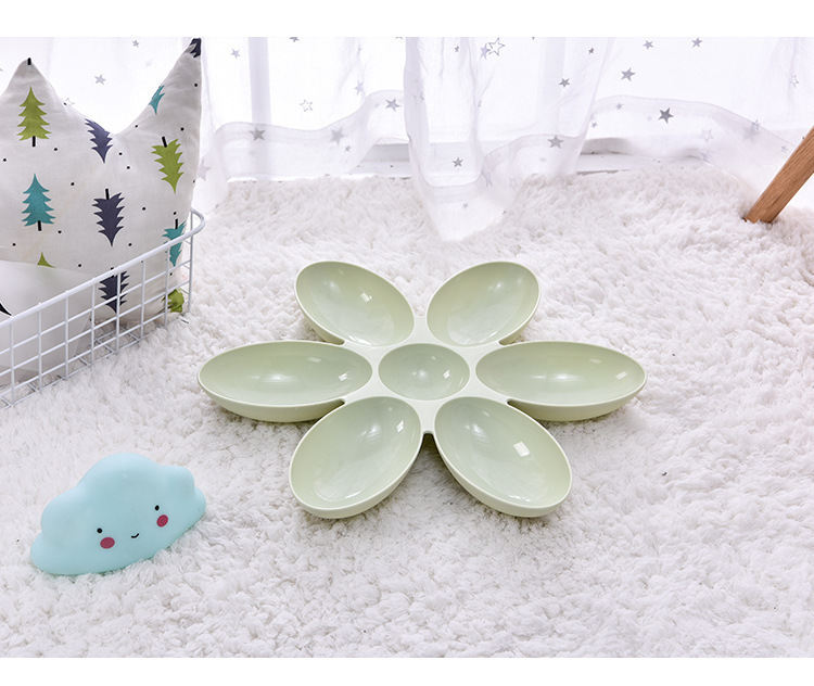 Cattery Supply New Creative Cat Tableware Petals Multi-Grid Cat Bowl Plastic Pet Bowl Feeding Water Cat Bowl