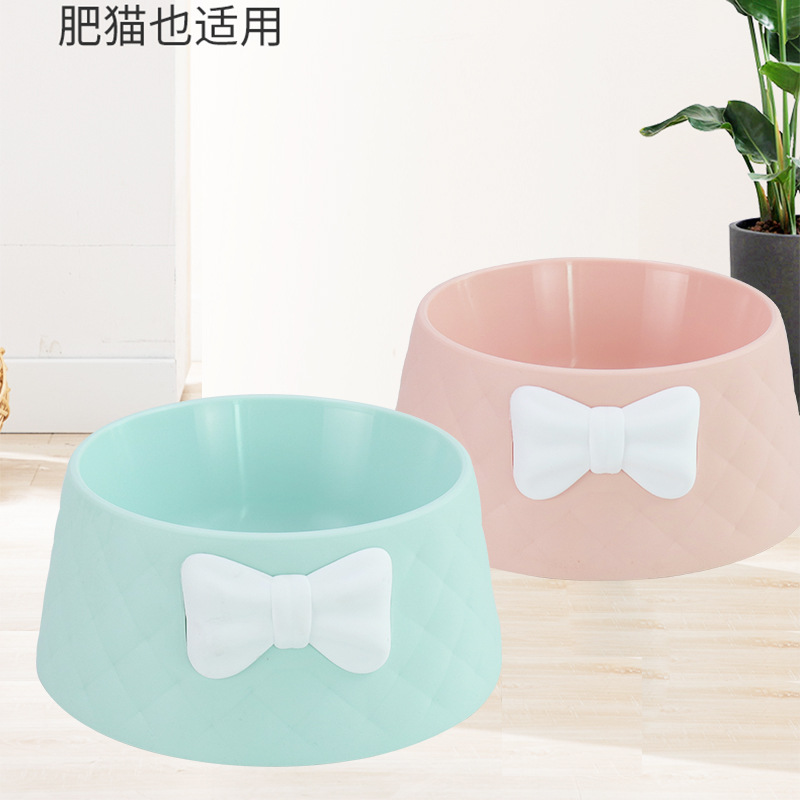 Pet Supplies Amazon New Bow round Cat Bowl Drinking Water Feeding Pet Bowl Drop-Resistant Durable Dog Bowl