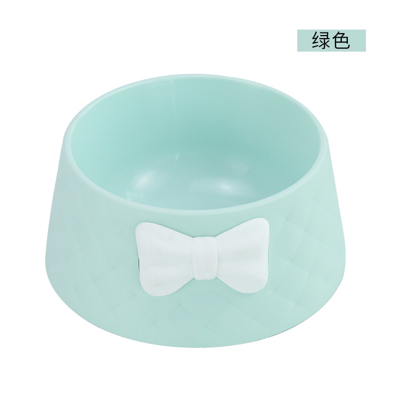 Pet Supplies Amazon New Bow round Cat Bowl Drinking Water Feeding Pet Bowl Drop-Resistant Durable Dog Bowl
