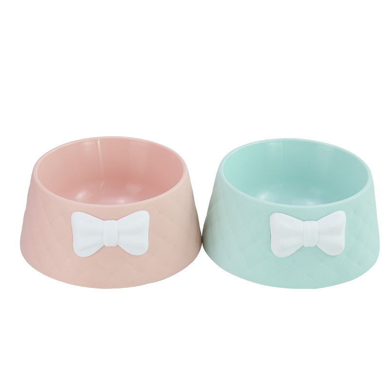 Pet Supplies Amazon New Bow round Cat Bowl Drinking Water Feeding Pet Bowl Drop-Resistant Durable Dog Bowl