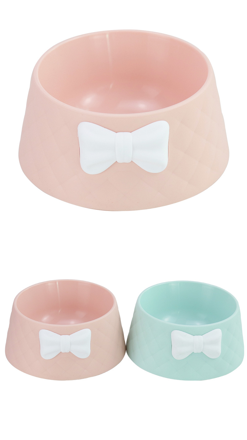 Pet Supplies Amazon New Bow round Cat Bowl Drinking Water Feeding Pet Bowl Drop-Resistant Durable Dog Bowl
