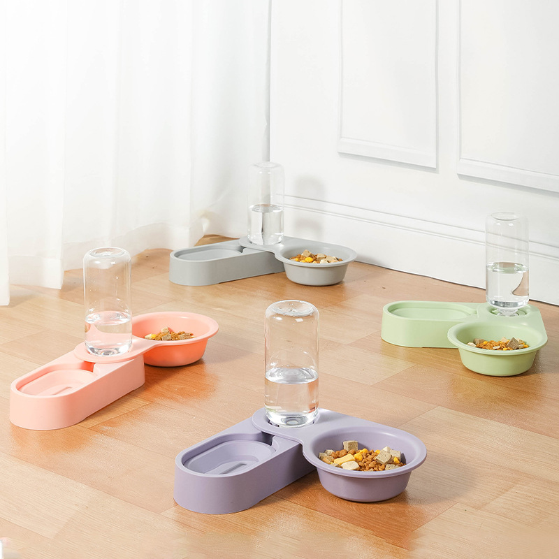 Cat Double Bowl Automatic Pet Bowl Feeder Cat Water Fountain Cat Basin Dog/Cat Bowl Pet Supplies Water Dispenser