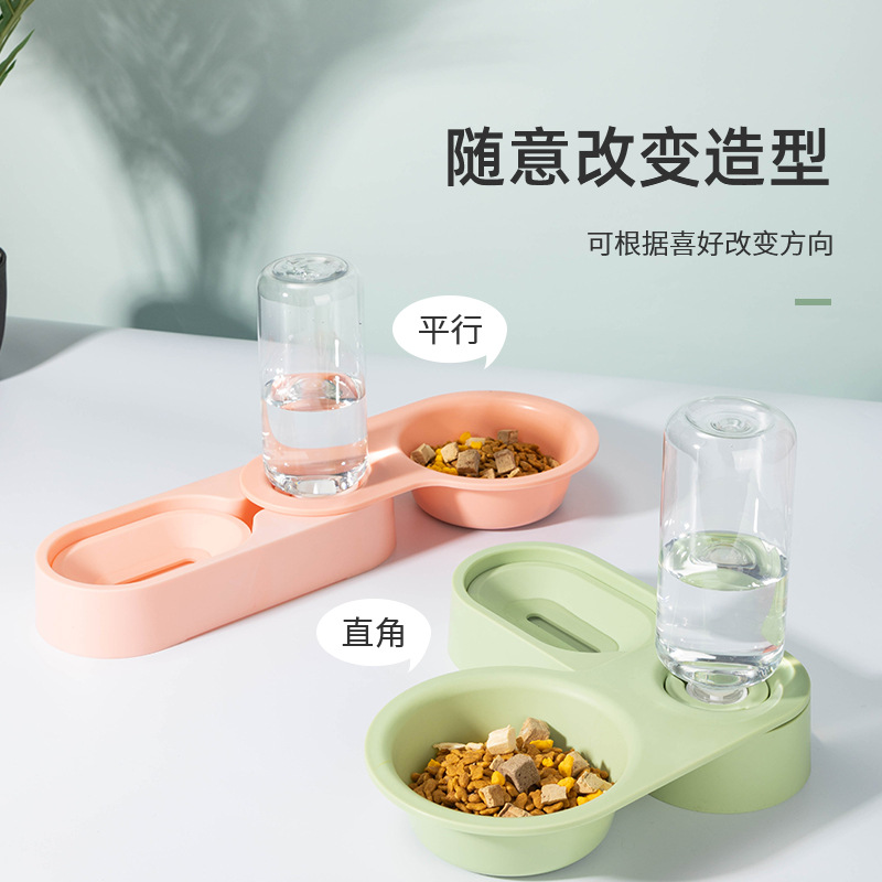 Cat Double Bowl Automatic Pet Bowl Feeder Cat Water Fountain Cat Basin Dog/Cat Bowl Pet Supplies Water Dispenser