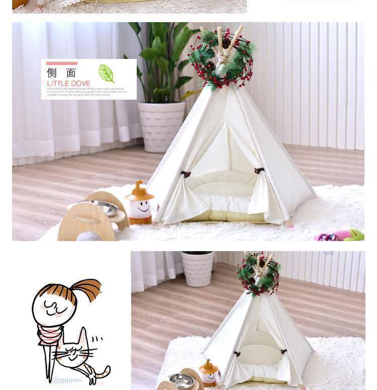 Small Turtledove Pet Tent Cat Kennel Removable and Washable Canvas Fabric Wooden Pet Nest Pet Pad Pet Supplies Small Turtledove Pet Tent Cat Kennel Removable and Washable Canvas Fabric Wooden Pet Nest Pet Pad Pet Supplies