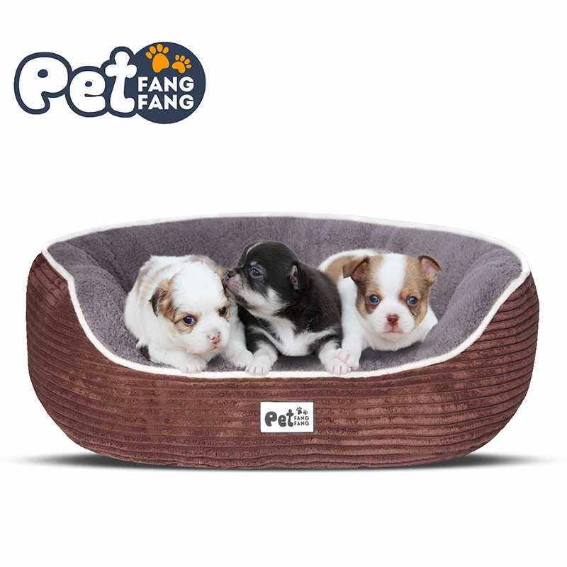 Manufacturer direct sale pet supplies striped corduroy three - piece set dog nest cat nest of autumn winter set pet nest