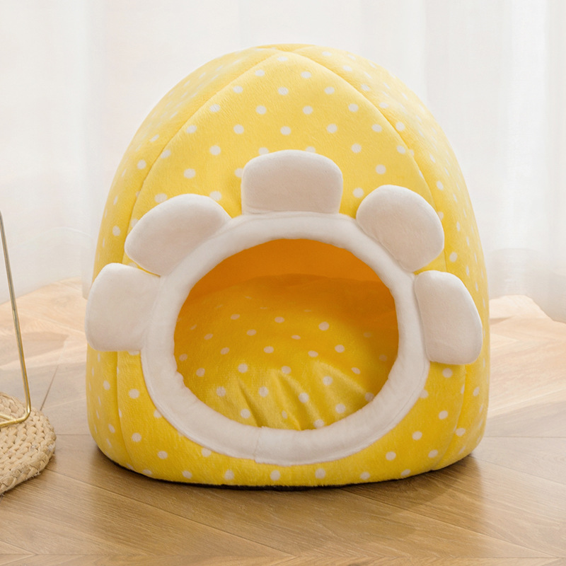 Winter Pet Cathouse Doghouse Plush Cartoon Kennel Warm Stain-Resistant Semi-Closed Pet Nest Pet Supplies Winter Pet Cathouse Doghouse Plush Cartoon Kennel Warm Stain-Resistant Semi-Closed Pet Nest Pet Supplies