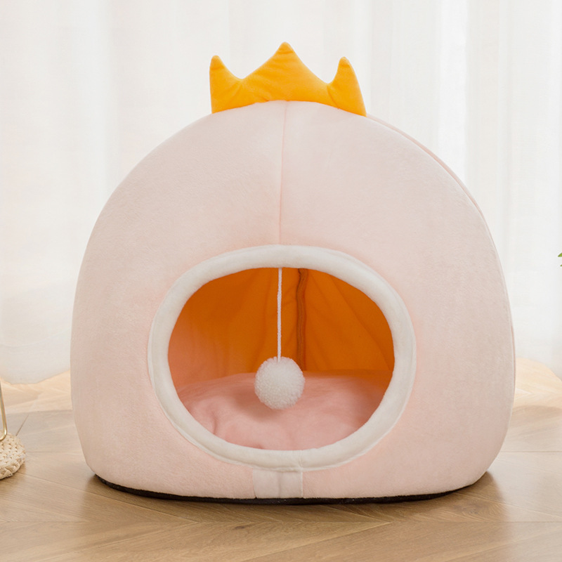 Winter Pet Cathouse Doghouse Plush Cartoon Kennel Warm Stain-Resistant Semi-Closed Pet Nest Pet Supplies Winter Pet Cathouse Doghouse Plush Cartoon Kennel Warm Stain-Resistant Semi-Closed Pet Nest Pet Supplies