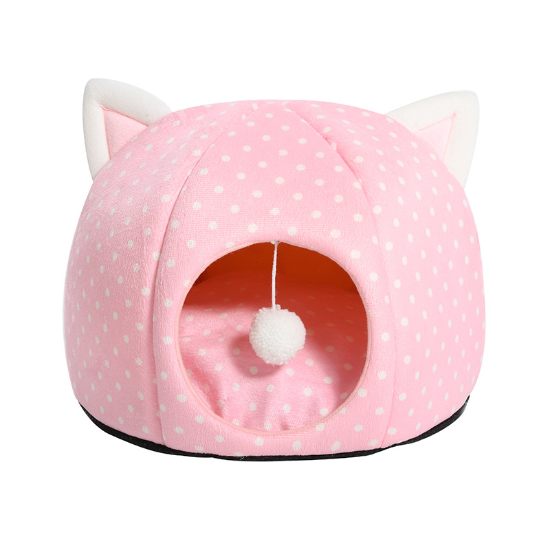 Winter Pet Cathouse Doghouse Plush Cartoon Kennel Warm Stain-Resistant Semi-Closed Pet Nest Pet Supplies Winter Pet Cathouse Doghouse Plush Cartoon Kennel Warm Stain-Resistant Semi-Closed Pet Nest Pet Supplies