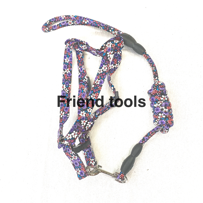 Pet Chain Dog Cat Hand Holding Rope Five-Color Flower Material Leather