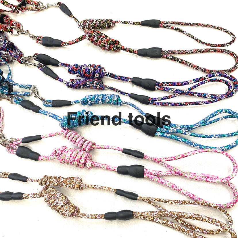 Pet Chain Dog Cat Hand Holding Rope Five-Color Flower Material Leather
