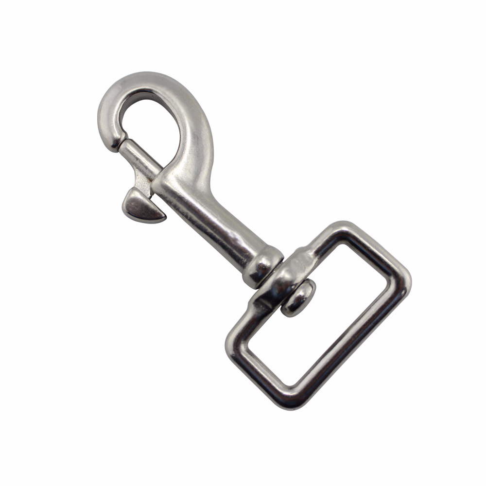 Amazon Hot Selling Stainless Steel Square Ring Single Head Hook Dog Chain Head Ribbon Spring Hook Pet Chain Hook
