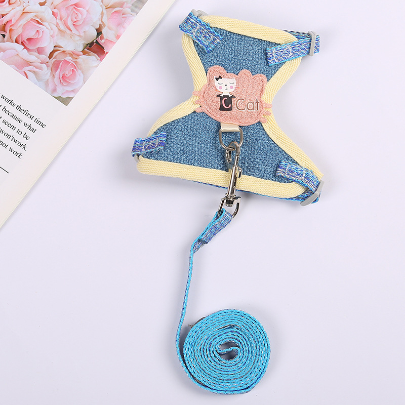 Cross-Border Hot Selling Cartoon Cotton Cloth Cat Pulling Rope Breathable Anti Breaking Loose Cat Rope Vest Style Chest Strap Pet Rope Cross-Border Hot Selling Cartoon Cotton Cloth Cat Pulling Rope Breathable Anti Breaking Loose Cat Rope Vest Style Chest Strap Pet Rope
