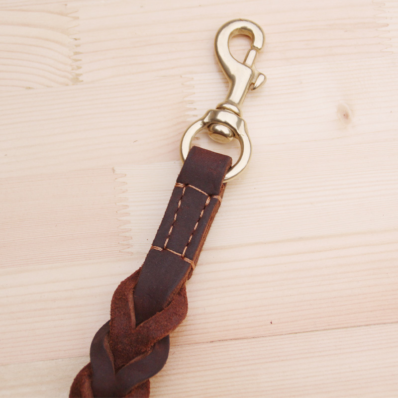 Leather Pulling Rope Cowhide Dog Chain Pet Rope Cowhide Short Step Pull Traction Belt Pull Peels Top Layer Leather
