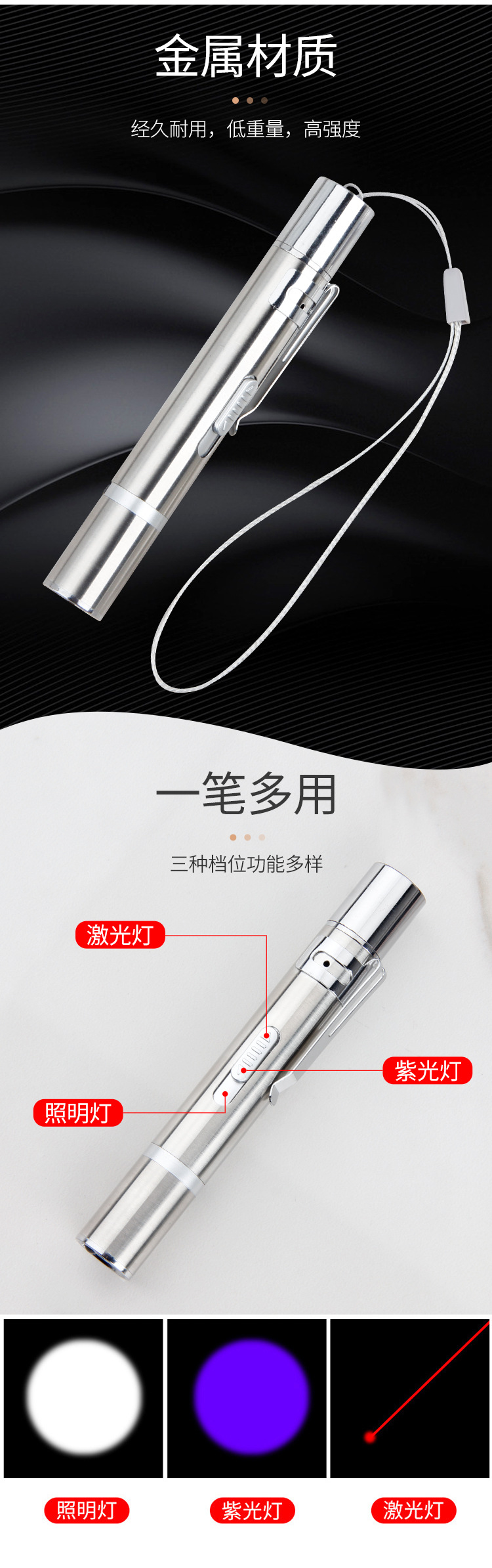 USB Rechargeable Laser Cat Teaser Multi-Pattern Amazon Cat Toy Pet Supplies Toy Funny Cat Pen