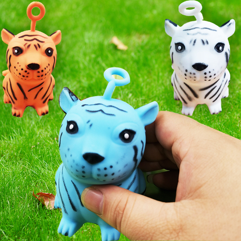 New Year of Tiger Cute Pet Squeezing Toy Pressure Reduction Toy TPR Decompression Flour Vent Ball Children&#039;s Toys Wholesale