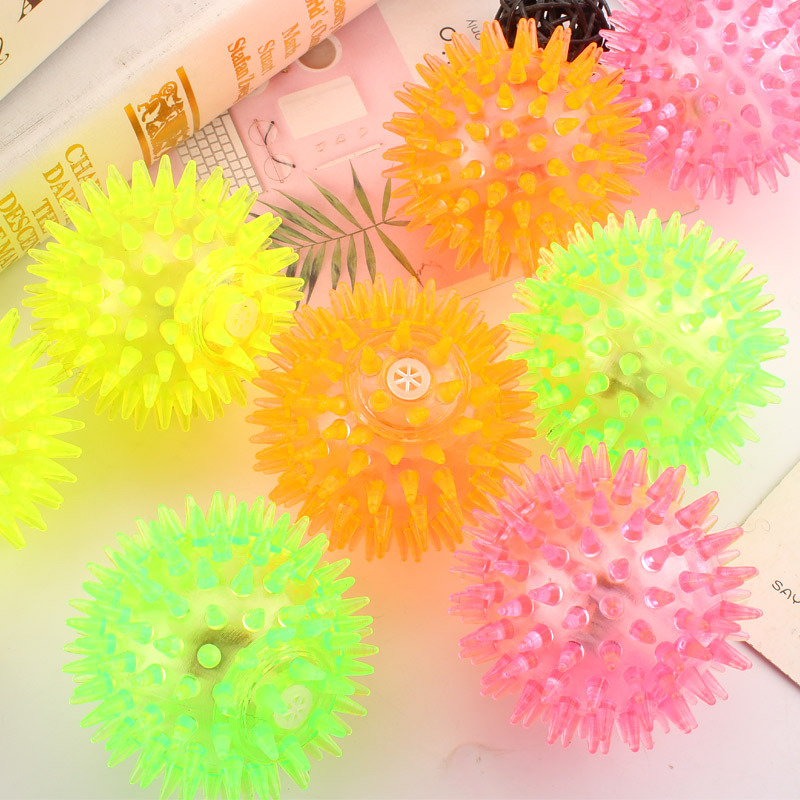 Flash elastic massage ball bouncing ball with thorn ball Luminescent massage ball pet toy stand night market wholesale