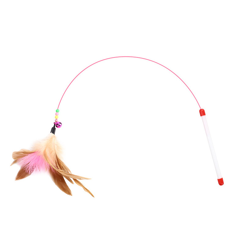 Factory In Stock Steel Wire Color Feather Cat Teaser Cat Toy Free Bell Cat Toy Pet Supplies Wholesale
