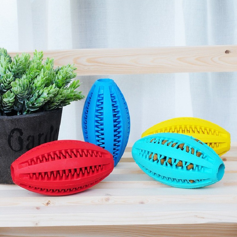 Pet Toy TPR Bite-Resistant Ball Natural Milk Flavor Rugby Dog Toy Ball Dog Tooth Cleaning Molar Rod Spot