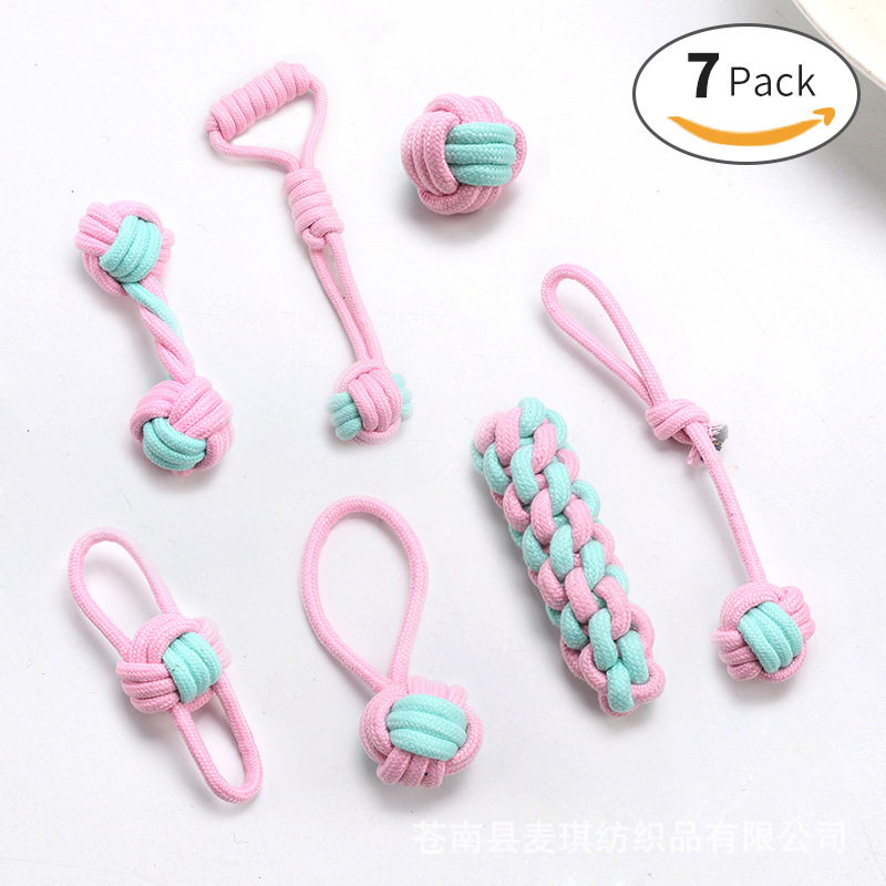 Pet Supplies Toy Bite-Resistant Cotton Rope Toys Molar Clean Tooth Rope Knot Ball Dogs and Cats Toy Set in Stock Wholesale