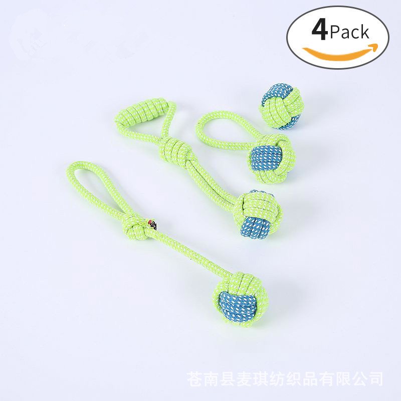 Pet Supplies Toy Bite-Resistant Cotton Rope Toys Molar Clean Tooth Rope Knot Ball Dogs and Cats Toy Set in Stock Wholesale
