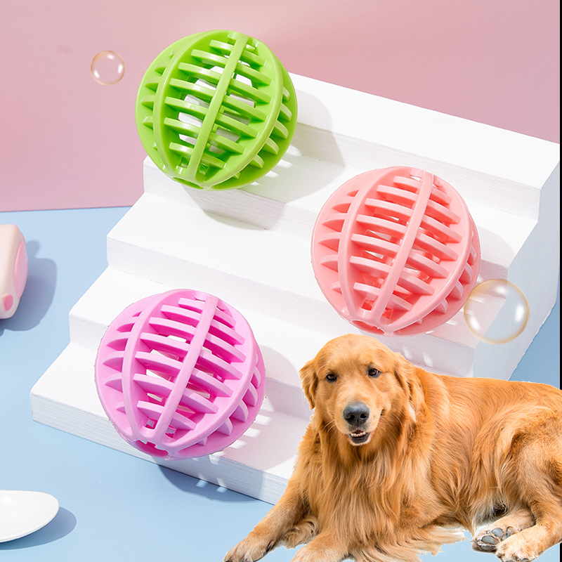 New Dog Toy Pet Bite-Resistant Molar Relieving Stuffy Toy TPR Food Dropping Ball Funny Training Tooth Cleaning Rubber Ball