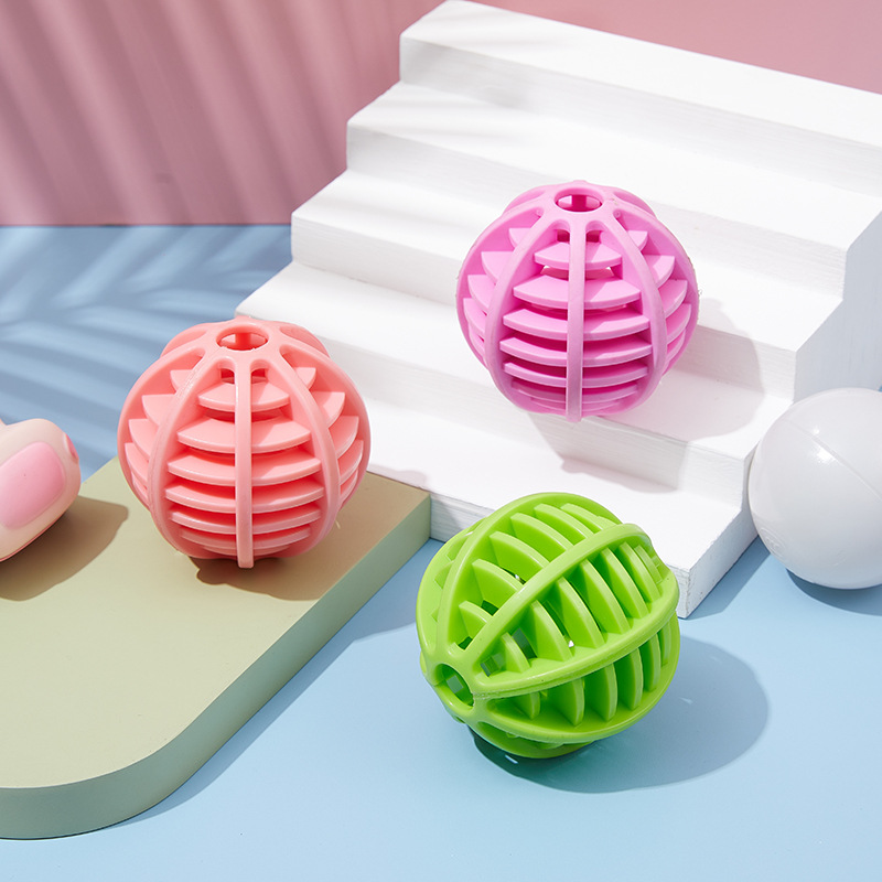 New Dog Toy Pet Bite-Resistant Molar Relieving Stuffy Toy TPR Food Dropping Ball Funny Training Tooth Cleaning Rubber Ball